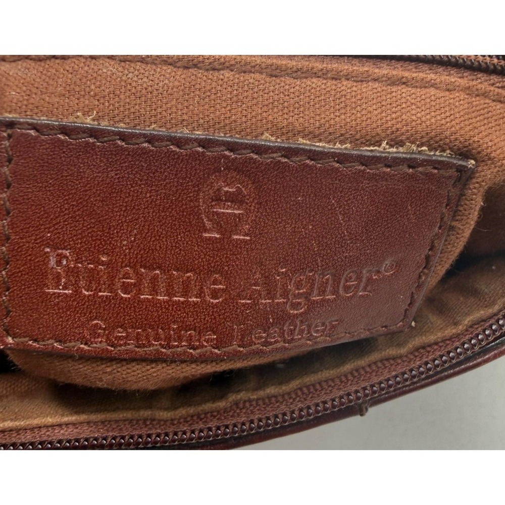 Etienne Aigner Satchel Bag Womens Small Brown Leather Top Handle Logo Purse - Picture 9 of 12
